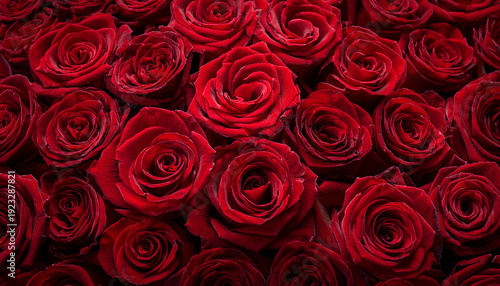 Fresh Dark Red Roses Close Up Texture Background For St Valentine S Day