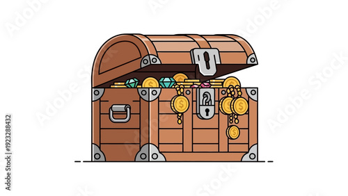 Old treasure chest with gold.