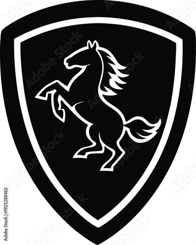 Shield with Rearing Horse Silhouette Emblem