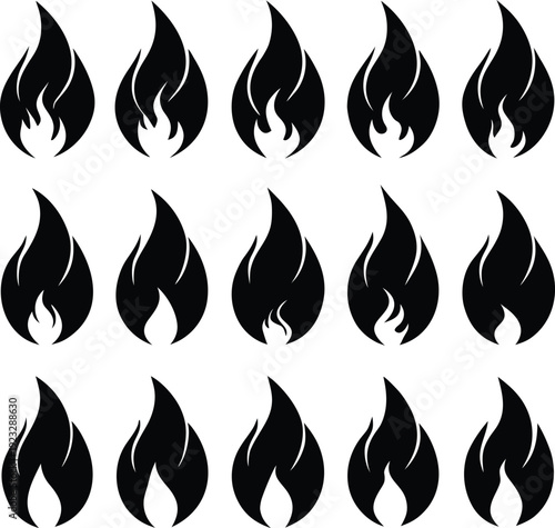 Fire Flame Silhouette Icons