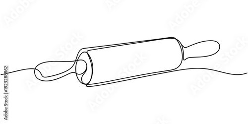 continuous line drawing of rolling pin symbol. abstract line art illustration, Rolling pin kitchen utensils one line continuous drawing illustration, Kitchen tools continuous one line illustration.