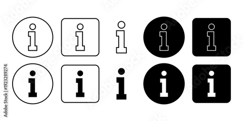 Information Circle Icon Set with Help Support Symbol for Service Guidance