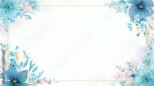 A custom-made jpg flower frame border created for Sarah, designed in rustic texture style, featuring light teal and light indigo, spectacular backdrops added a touch, ideal for personalized designs an