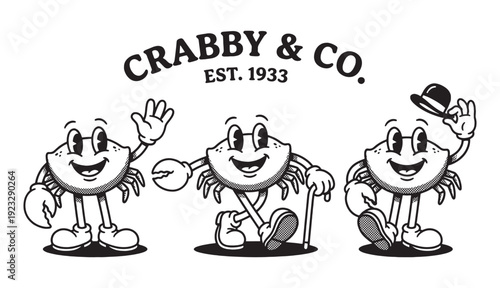 crab cartoon character set
