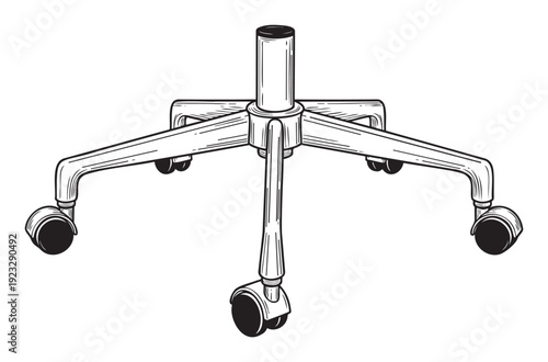 Reliable sturdy office chair base with fivestar pedestal and durable caster wheels, perfect for furniture manufacturing and ergonomic workstation components