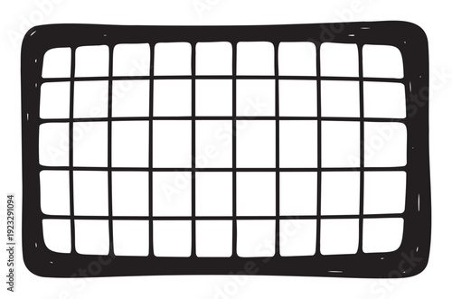 A distinctive hand drawn black grid frame featuring rounded corners, suitable for various graphic media projects and contemporary interface layout designs, enhancing visual appeal.