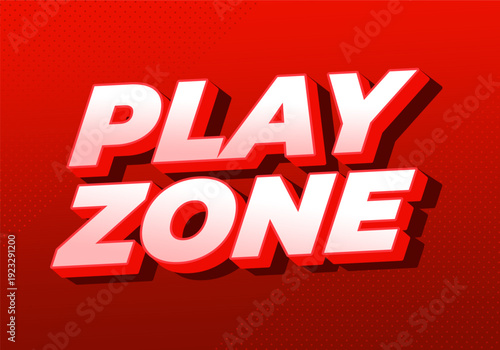 Bold 3D text play zone in white and red on a vibrant red background with halftone dots, playful energetic gaming banner