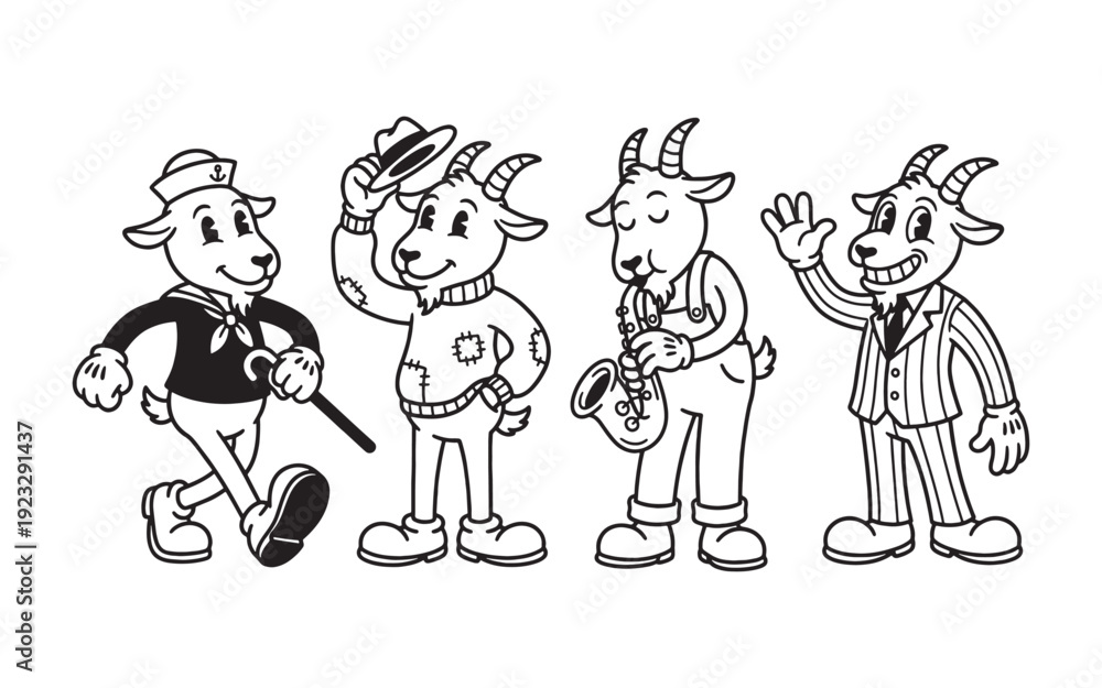 Naklejka premium goat funny cartoon mascot character