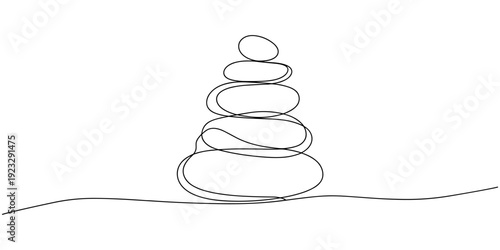 stacked stones continuous one line drawing, Self drawing with one continuous line draw, Abstract stack of hot stones, SPA logo, 