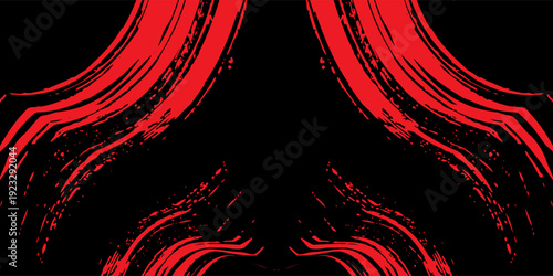 Red black brush stroke pattern car sticker abstract banner sporty lines red black color combination brush stroke pattern grunge motorsport racing design, Eps 10.