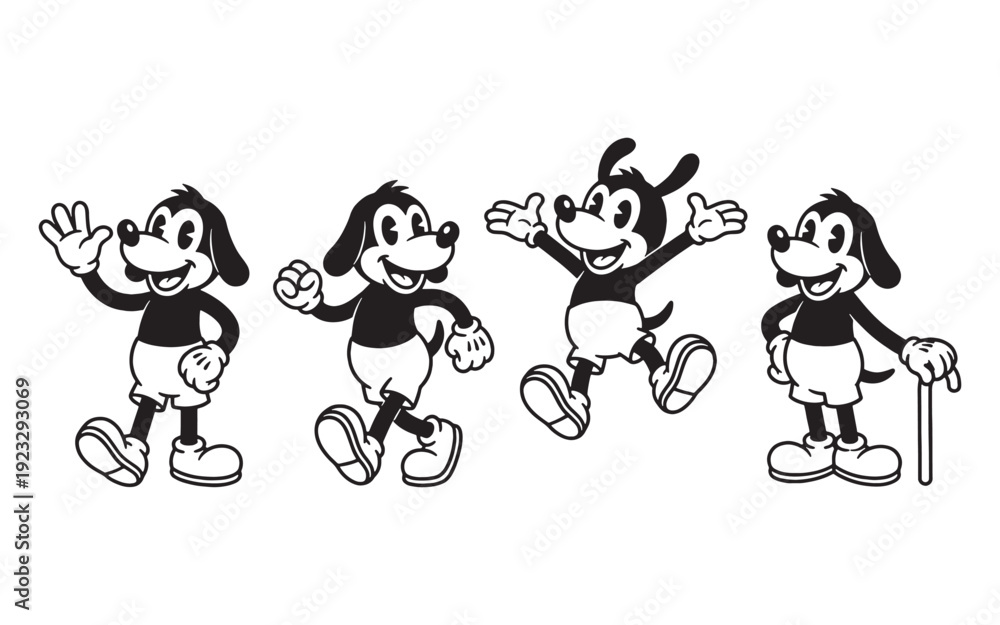 Obraz premium dog funny cartoon mascot character in different poses
