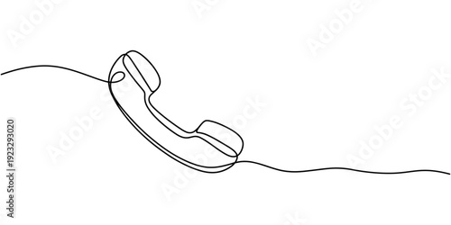 Telephone handset in one continuous line drawing. Symbol of communication. Telephone in simple linear style. one line Icon drawing, Continuous one line art drawing of a vintage telephone receiver pro.
