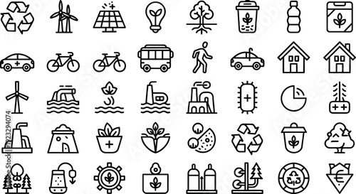 Eco-Icons: A comprehensive collection of meticulously crafted icons, each representing facets of the natural world, symbolizing sustainable practices and the preservation of our planet.