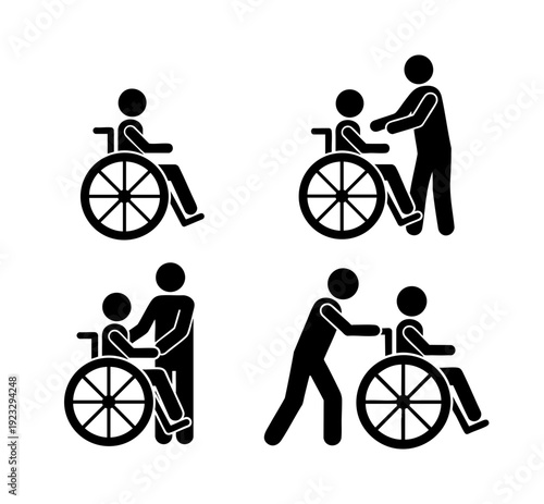 Person in Wheelchair Icon Collection – Accessibility, Disability Awareness and Inclusive Mobility Set