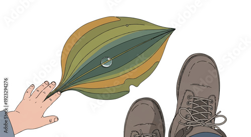 First-Person View of Mindful Nature Interaction: Discovering a Leaf's Delicate Beauty