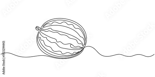 Continuous one line drawing Water Melon Fruit. Bright juicy summer fruit concept. one line Icon drawing. one line Icon drawing