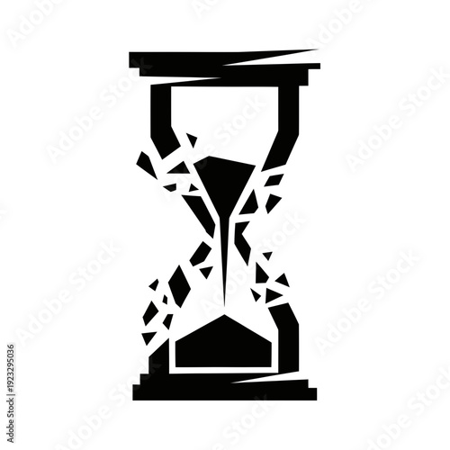 Broken Hourglass Symbolizing Time Running Out or Time Management Failure