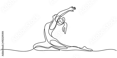 Self-drawing a simple of one continuous exercise of drawing one line, a person takes up yoga, a healthy lifestyle, health, sport, fitness.