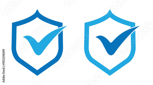 Shield and Checkmark Vector Logo Template Icon