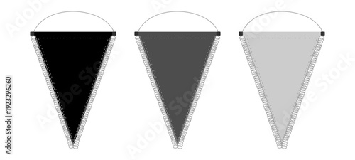 Pennant Black Gray and White Vector Illustration