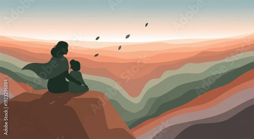Nurturing Tomorrow: Mother and Child Share a Moment of Hope and Connection Overlooking a Vast Horizon