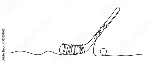 Elegant minimalist single line hockey stick graphic ideal for athletic apparel logos sports team emblems or fitness industry publications