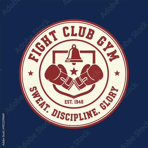 Vintage boxing gym emblem classic badge layout bold retro typography.eps
