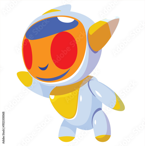 Cute Futuristic Robot Character Mascot Illustration