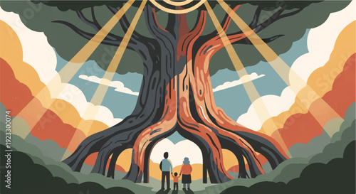 Generational Roots: Family Journeying Under the Protective Canopy of Legacy and Future Growth