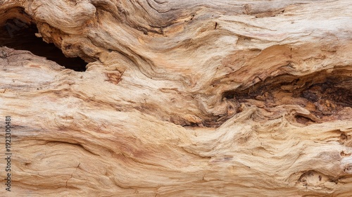 Close up of weathered tree trunk with twisted wood grain, cracks, natural texture and organic patterns, detailed bark surface for nature, forest, background, ecology, and environmental concept design