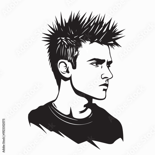 Stylish Youth with Spiky Collar Vector Illustration on White Background