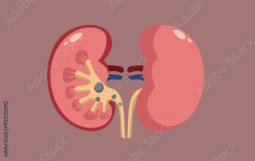 Kidney Stone Medical Concept Illustration Vector Design. Graphic illustration showing kidney stone formation health issue
