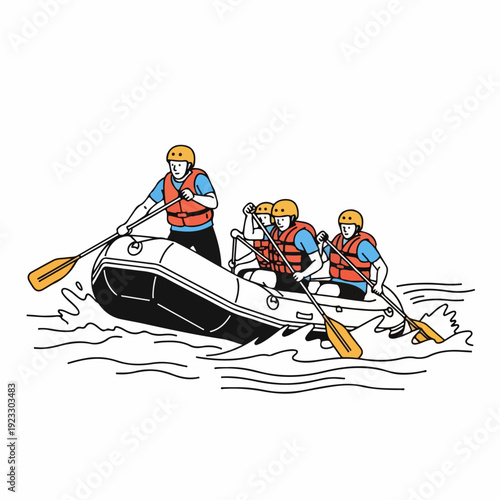vector illustration of playing rafting on white background