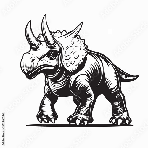 Triceratops Dinosaur Prehistoric Creature Vector Illustration