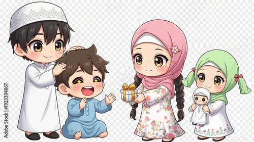 Happy Muslim Family Celebration
