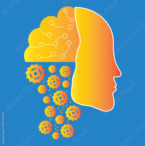 Stylized Artificial Intelligence Brain and Machine Learning Concept Illustration