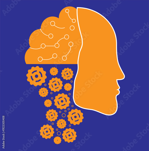 Stylized Artificial Intelligence Brain and Machine Learning Concept Illustration