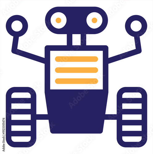 Minimalist Flat Line Art Robot Icon Illustration