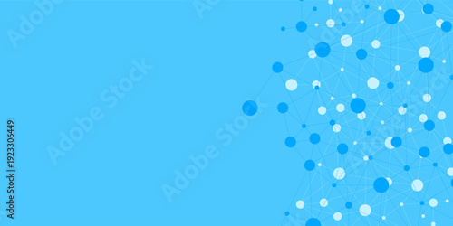 Abstract Plexus Network Background. Blue Molecular Structure Network Background for Science and Technology. Digital Data Network Banner with Connected Dots and Lines