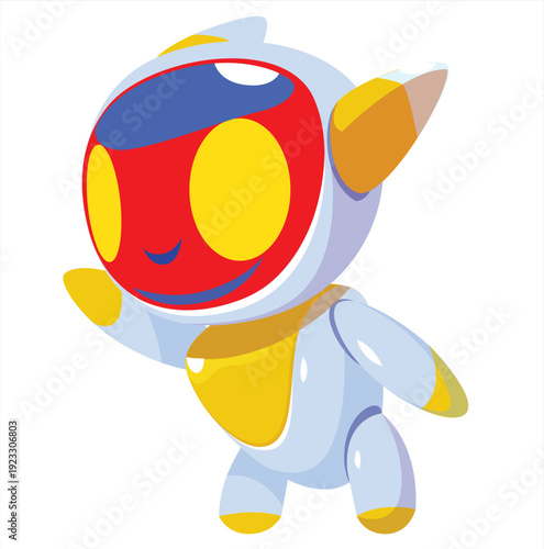 Cute Futuristic Robot Character Mascot Illustration