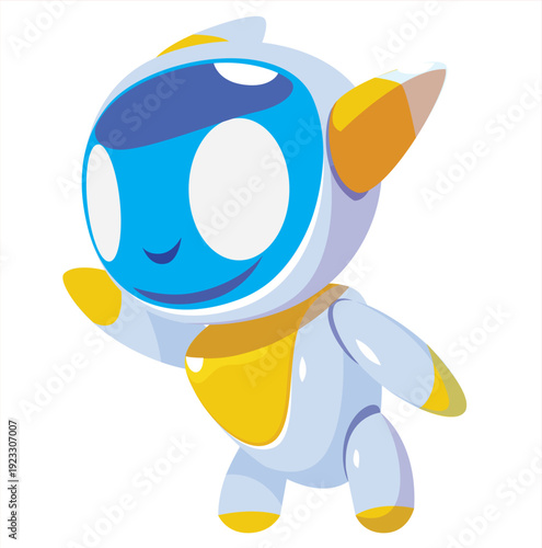 Cute Futuristic Robot Character Mascot Illustration