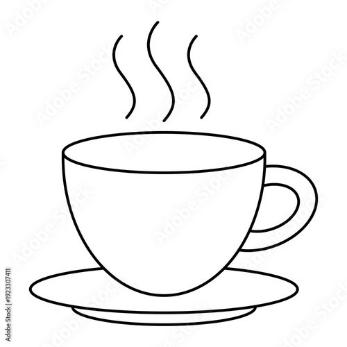A steaming hot coffee cup sitting on a saucer