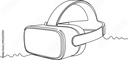 Continuous one line drawing of a virtual reality VR headset for gaming and futuristic technology concepts