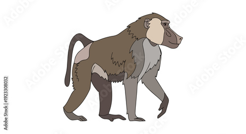 A vibrant illustration depicting a dynamic baboon in its natural grace, showcasing detailed digital artistry