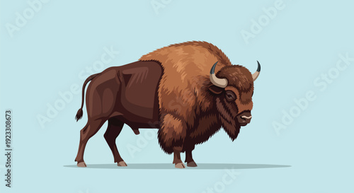 Vibrant illustration of a powerful American bison, an iconic symbol of wild majesty and strength