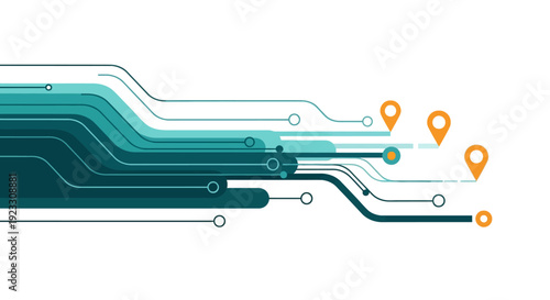 Digital Circuit Board Data Flow Technology Background Illustration