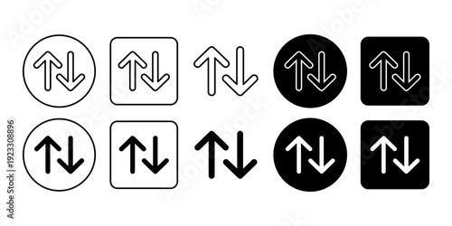 Arrow Swap Vertical Icon Collection in Line and Solid Style for Exchange Direction Control