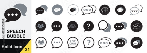 Speech Bubble Solid Chat Icons