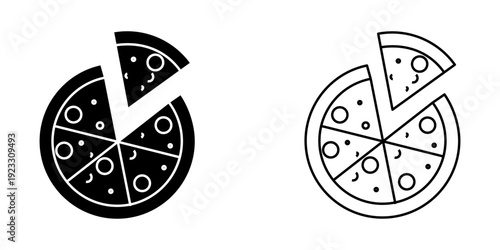 Pizza icon set on white background