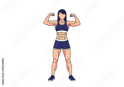 Female Bodybuilder Flexing Muscles Demonstrating Strength and Athletic Physique in Sportswear